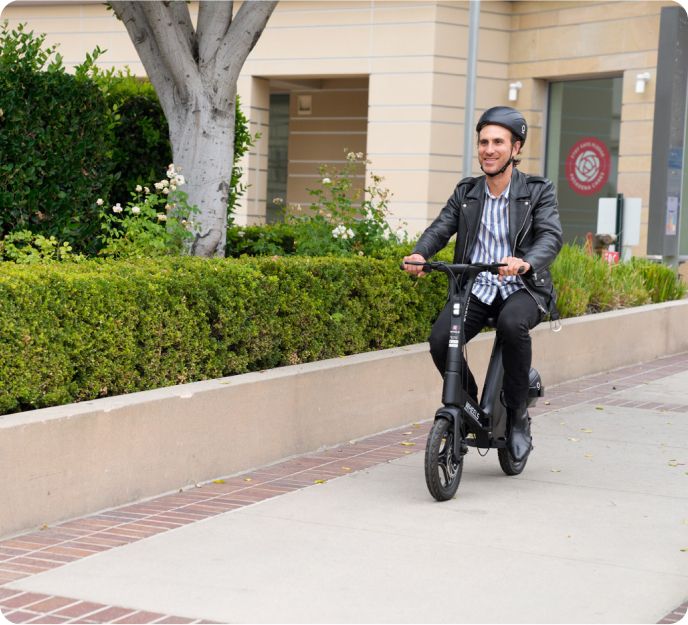 Man rides e-bike